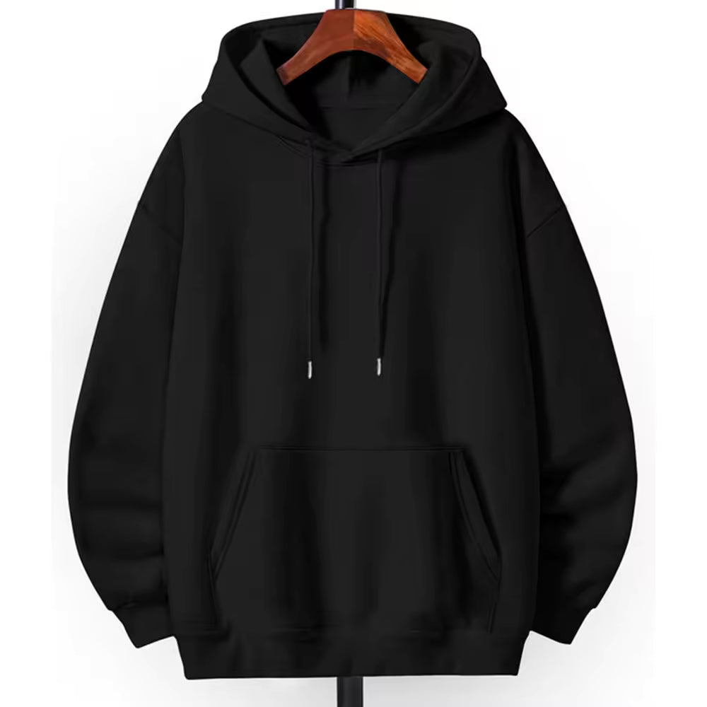 Premium Plain Pullover Hoodie - Jet Black